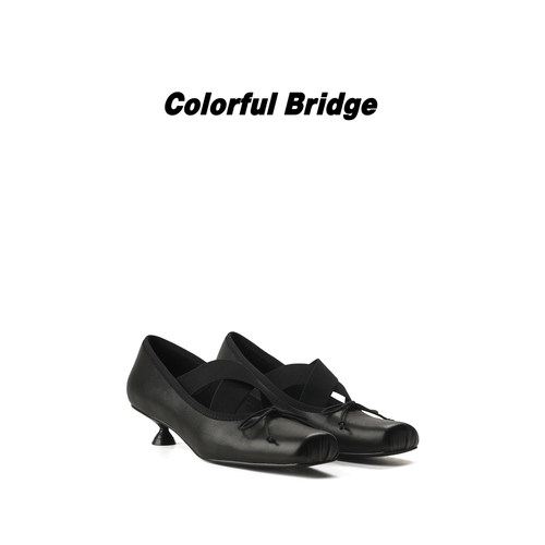 Colorful Bridge【弦影】设计师款暗黑时装芭蕾鞋 蝴蝶结小猫跟鞋
