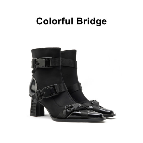 黑色女士小短靴ColorfulBridge