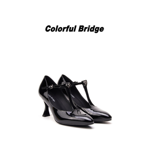 浅口复古玛丽珍鞋 Colorful T字带异形跟高跟鞋 夜莺 Bridge