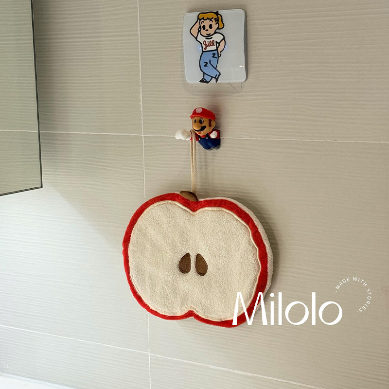 【新家的100个快递】苹果擦手巾挂式可爱超强吸水加厚厕所毛巾