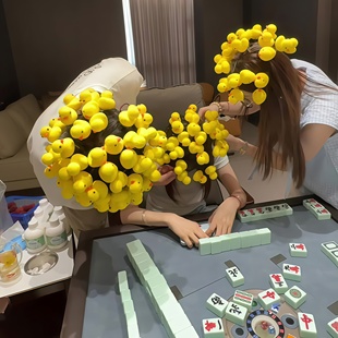 【游戏惩罚道具】麻将小黄鸭发卡立体小鸡弹簧发饰刘海边夹小饰品