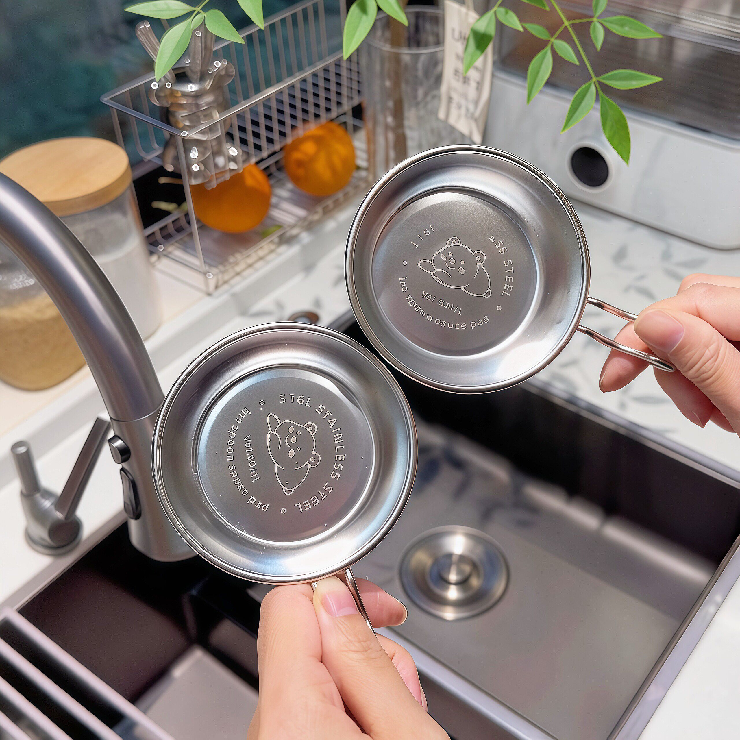 【厨房好物】不锈钢蘸料碟饺子烤肉火锅家用味碟调料碟醋碟筷子托