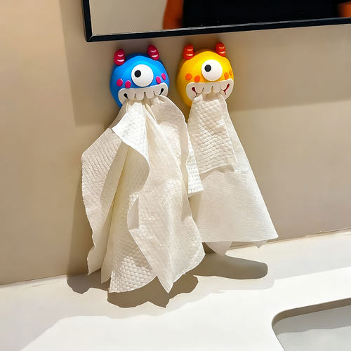 小怪兽洗脸巾收纳盒壁挂卫生间废弃棉柔巾擦脸巾挂钩浴室毛巾架