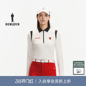 比音勒芬高尔夫2025年秋新女士撞色休闲运动POLO衫 功能细珠地