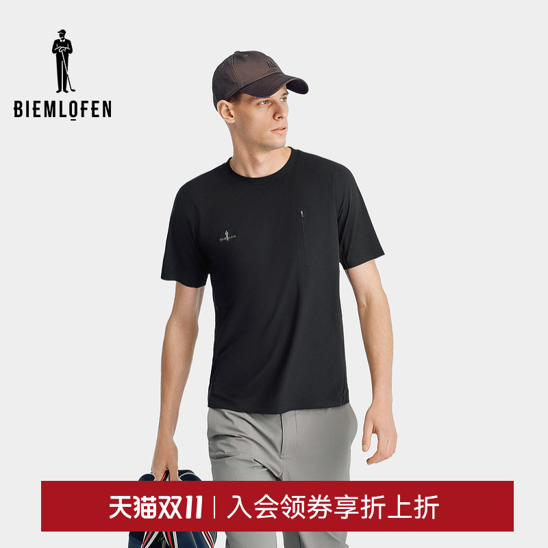 【进口速干防晒面料】比音勒芬2025夏新款休闲短袖圆领T恤男上衣