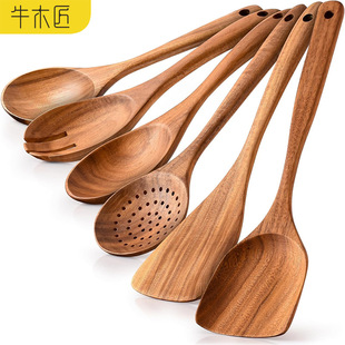 木铲小号牛木匠跨境小叶相思木锅铲炒菜锅铲子汤勺柚木厨具套装