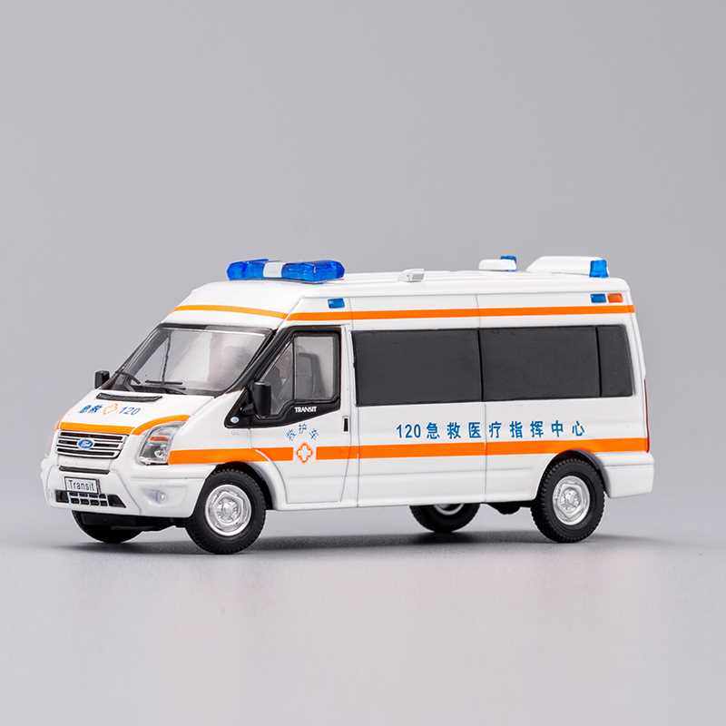 正品gcd 1:64福特全顺面包车警车120救护车仿真合金汽车模型