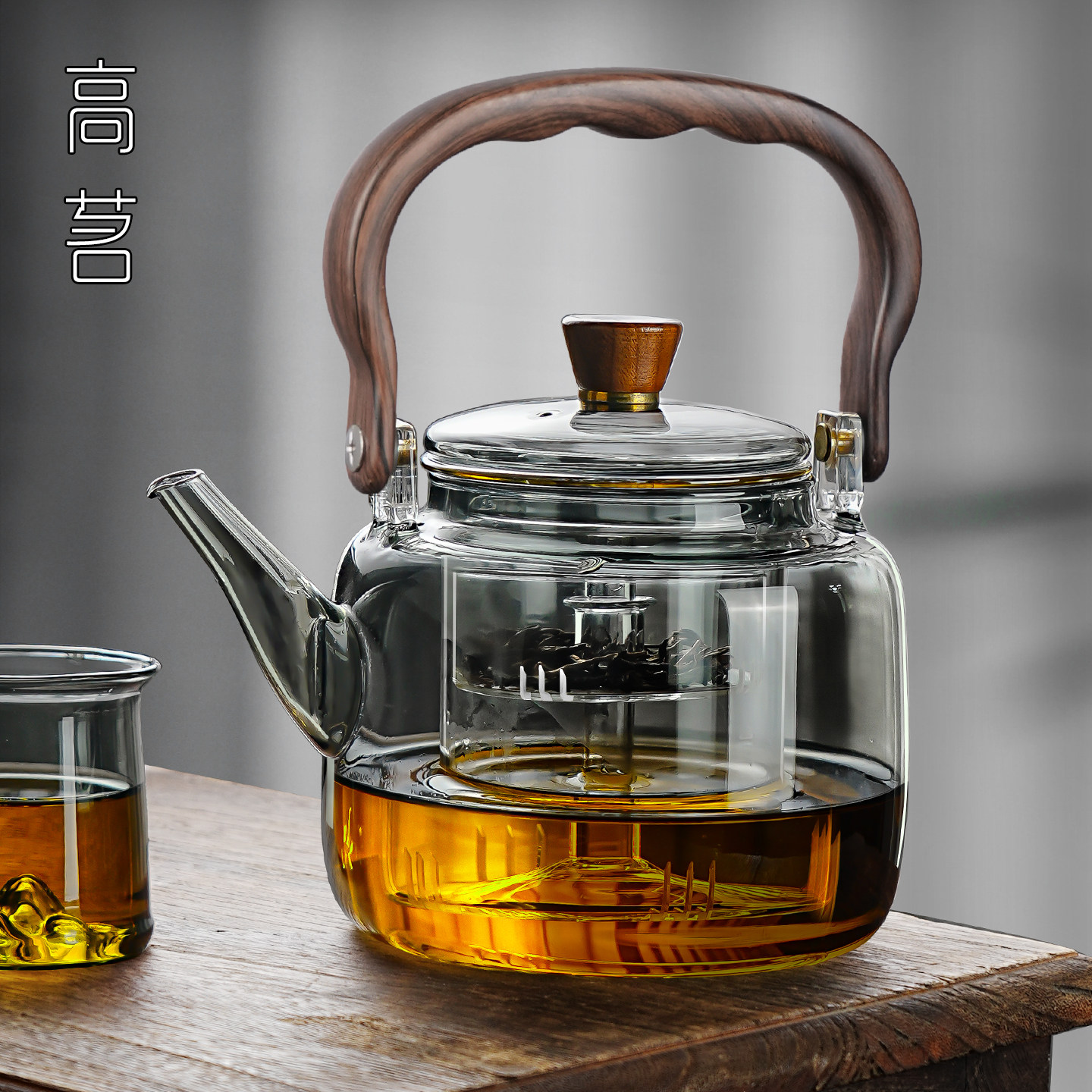 高茗玻璃耐高温煮茶壶电陶炉烧水壶加厚围炉防爆高硼硅提梁蒸煮壶