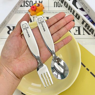 勺子宝宝一岁以上304不锈钢勺子圆勺食品级家用加厚儿童小孩可爱