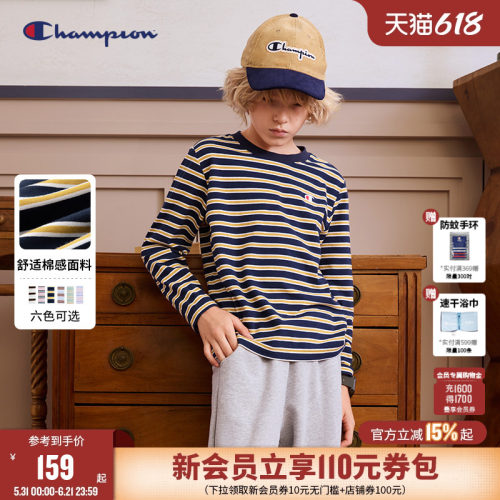 Champion冠军经典条纹长袖T恤
