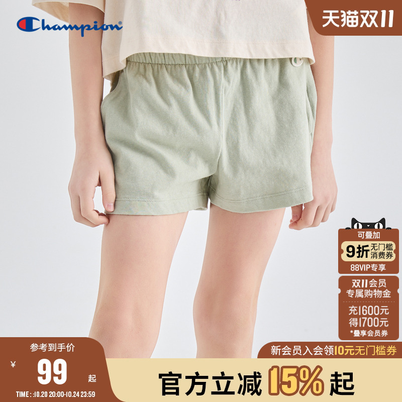 champion冠军儿童装25夏季新款女大小童时尚休闲宽松运动系带短裤