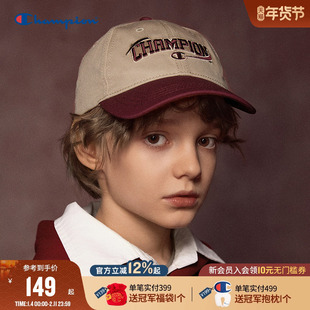【哈利波特联名】Champion冠军男女童配25新款复古红色拼接棒球帽