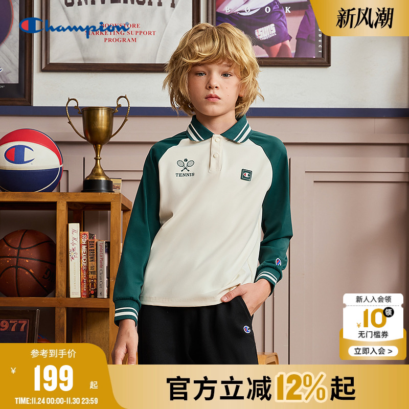 Champion冠军弹力POLO长袖T恤