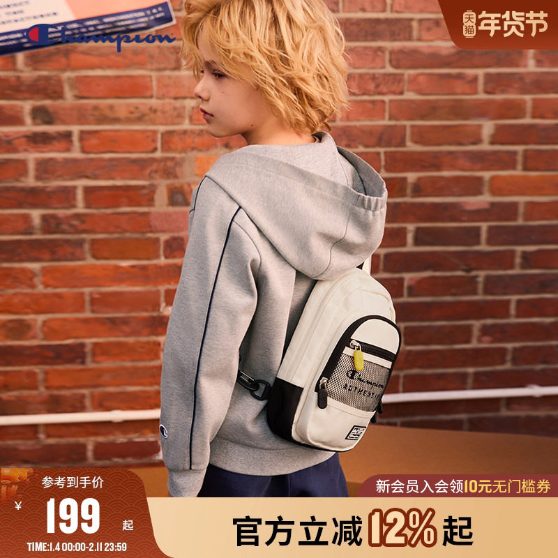 Champion冠军男女儿童26新款轻便多口袋LOGO标休闲日常斜挎单肩包
