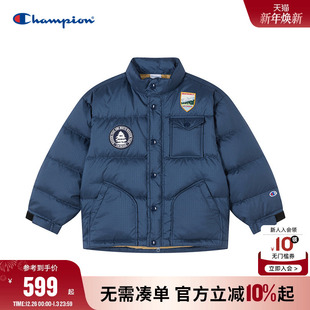潮流亲子款 时尚 飞行夹克立领纽扣羽绒服 25冬季 Champion冠军男童装