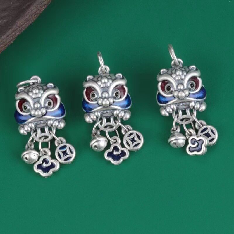 新款S925银新款吊坠狮子舞狮吊坠