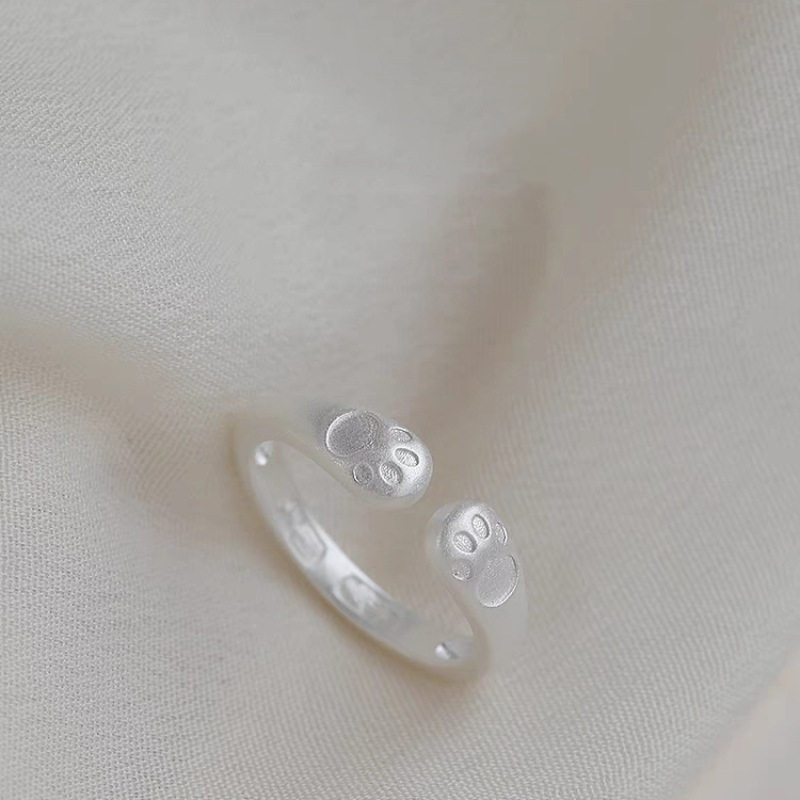 新款S925银猫爪戒指学生简约小众