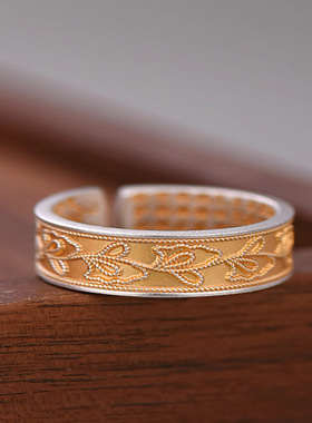 新款描金铃兰花戒指女士款轻奢高