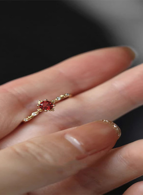 新款复古宫廷风酒红色锆石显白日