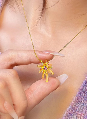 新款星如雨烟花吊坠项链新款气质