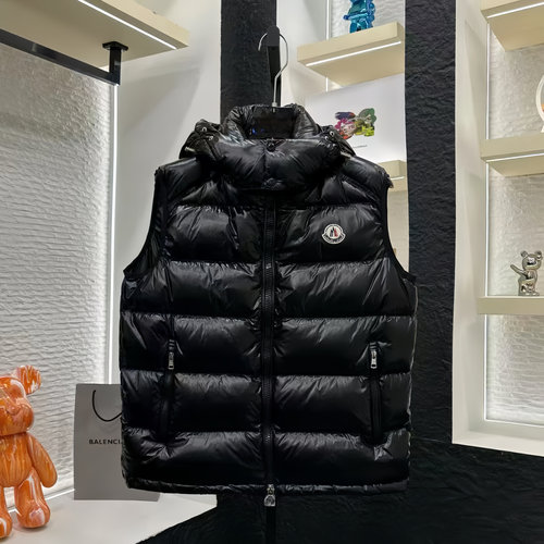 ins潮羽绒马甲男士2024冬欧洲站新款白鸭绒连帽背心无袖加厚外套