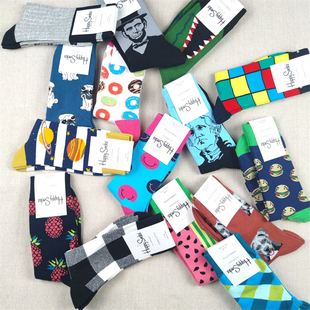 happysocks袜子男瑞典潮牌时尚运动ins潮街头纯棉中长筒袜男士袜