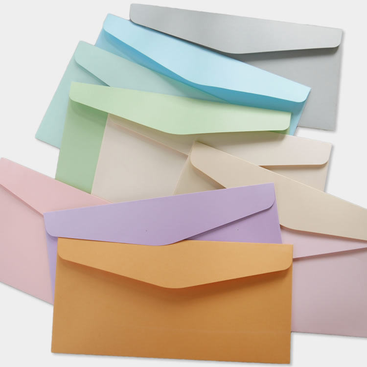 可定制130克彩胶纸纯色简约小清新西式企业5号11*22中厚长款信封