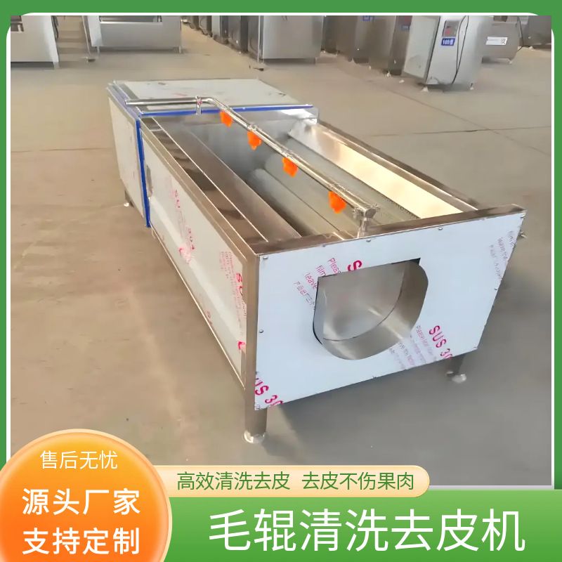 红薯清洗机全自动毛辊地瓜清洗机生姜板栗花生毛刷清洗去皮一体机