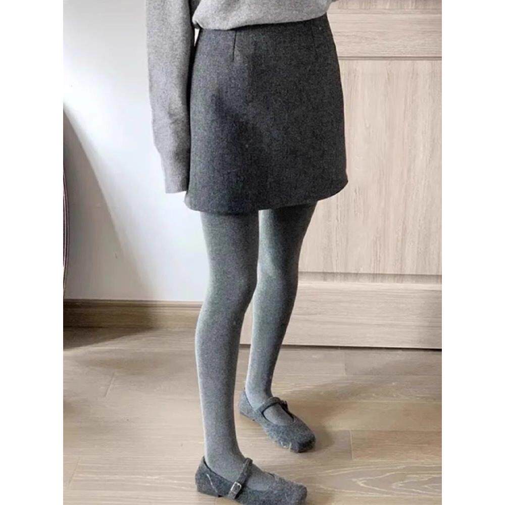 灰色毛呢半身裙女秋冬高腰显瘦a字短裙防走光打底裙修身包臀裙子