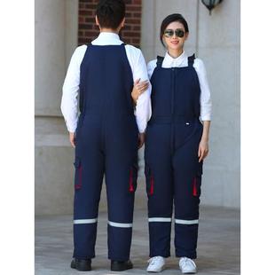 男汽修劳保棉裤 冬季 背带裤 保暖工装 防寒加厚帆布棉背带连体工作裤