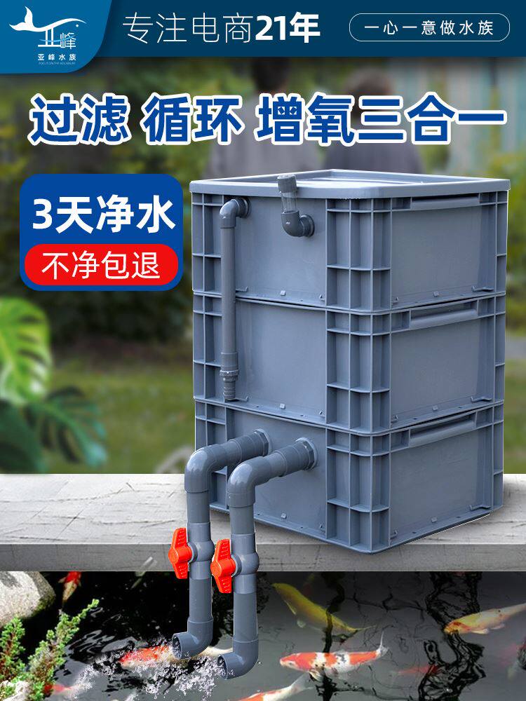 周转箱过滤箱鱼缸过滤盒设备鱼池水循环系统滴流盒装置沼泽上滤器