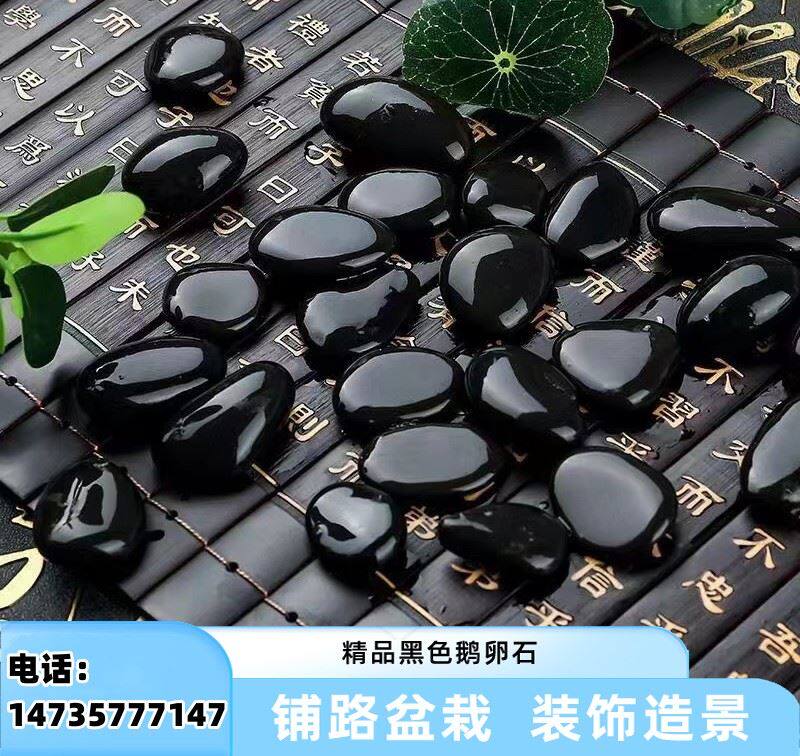 鹅卵石黑色雨花石阳台地面铺设鹅卵石庭院园林石头造景鱼池装饰