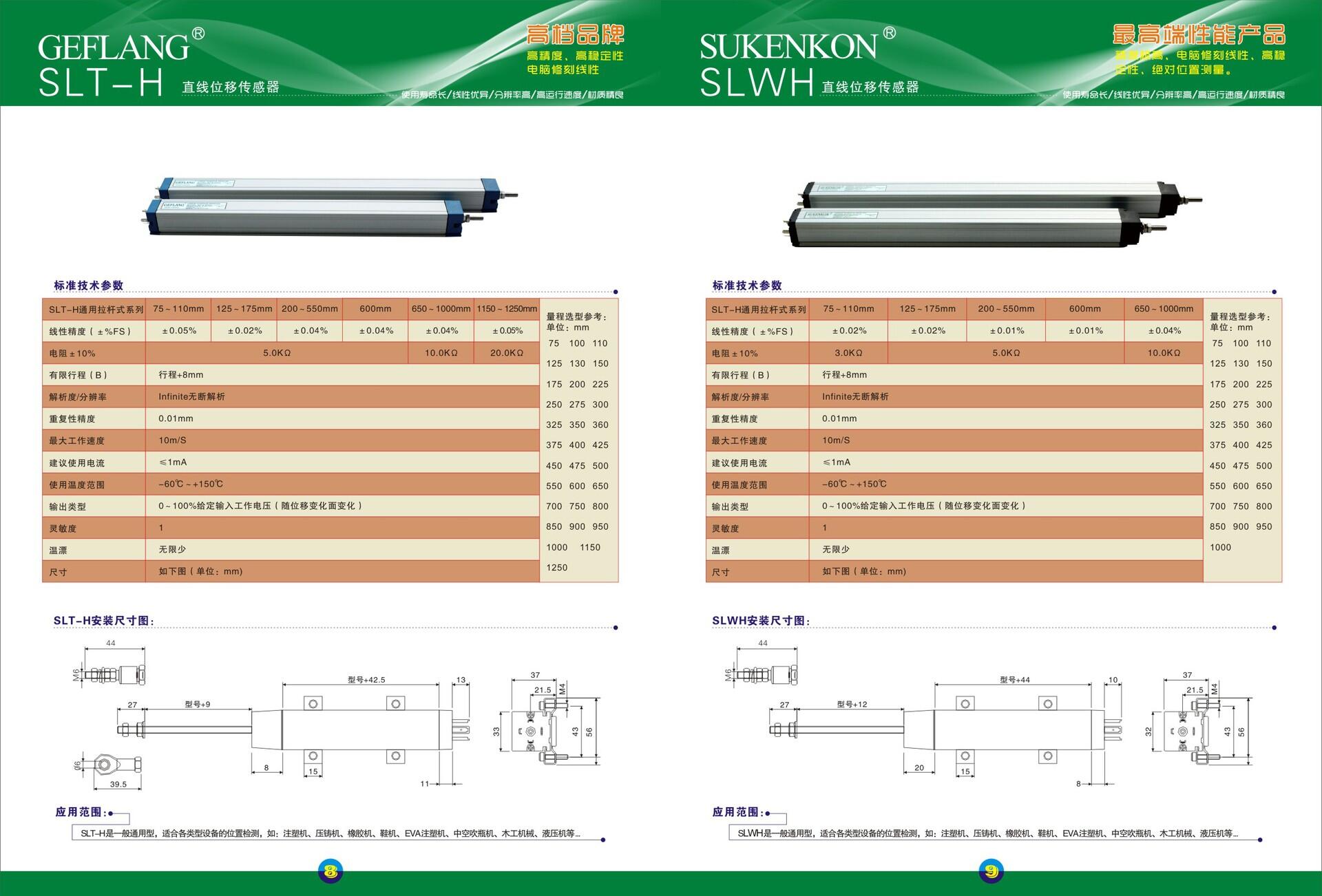 GEFLANG杰弗兰SLT-H-1000-L 注塑机电子尺KTC-1000mm拉杆电子尺