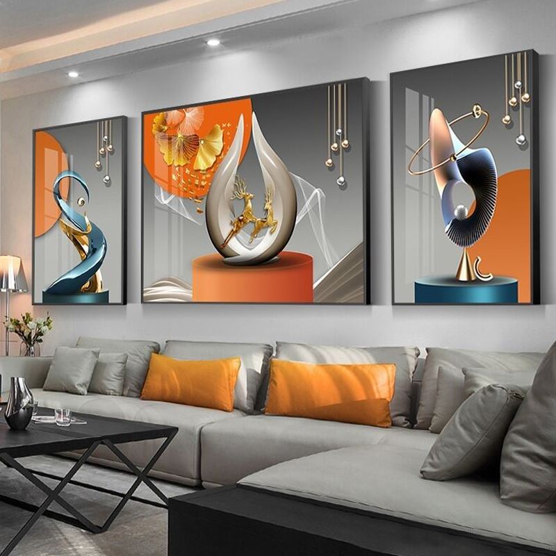 客厅沙发背景墙装饰画2022新款现代简约大气挂画晶瓷画镶钻免打孔