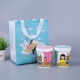 500ml一次性快餐盒加厚纸碗汤碗粥碗打包盒含盖外卖小粥桶豆浆杯