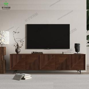 现代侘寂风收纳地柜玄关柜 北欧极简实木电视柜复古创意储物柜意式