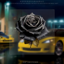 3D个性黑金玫瑰汽车划痕遮挡贴纸电动车摩托车车身大面积装饰贴花