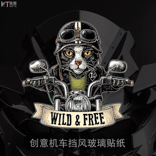 哈雷猫汽车贴纸电动车摩托车贴