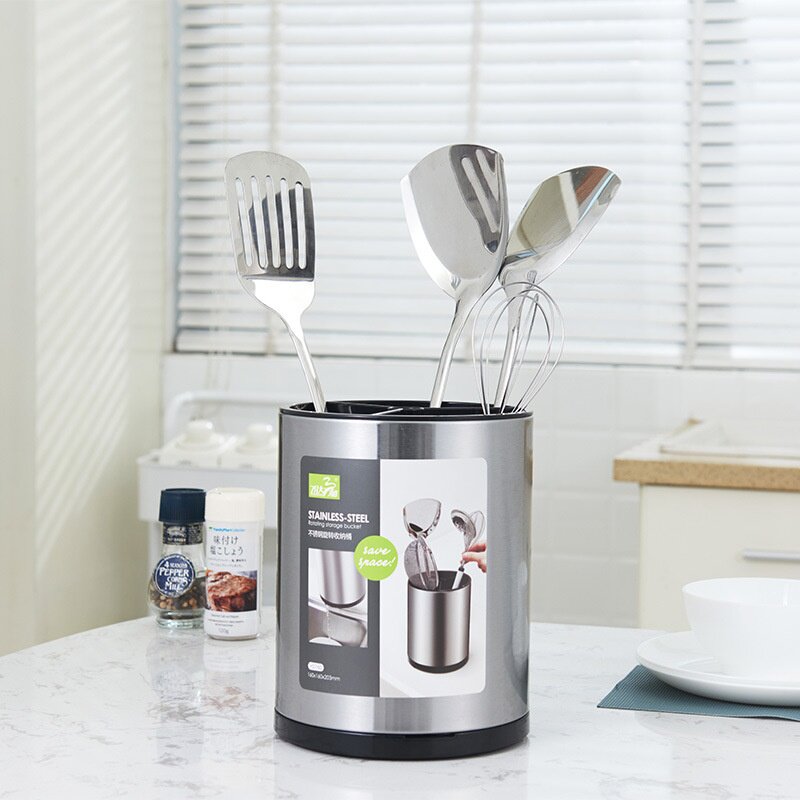2026新款厨房多合一不锈钢刀叉铲勺置物架旋转收纳盒便捷省空间,厨房/烹饪用具,抹布架/厨房清洁收纳架,淘宝优惠券,粉丝福利购,淘宝优惠卷
