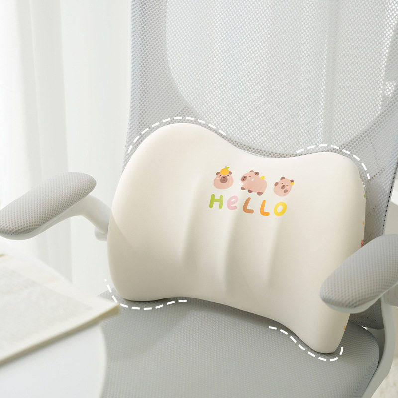 创意家居水豚乐园靠枕记忆棉护腰枕卧室沙发座椅通用冰丝靠背