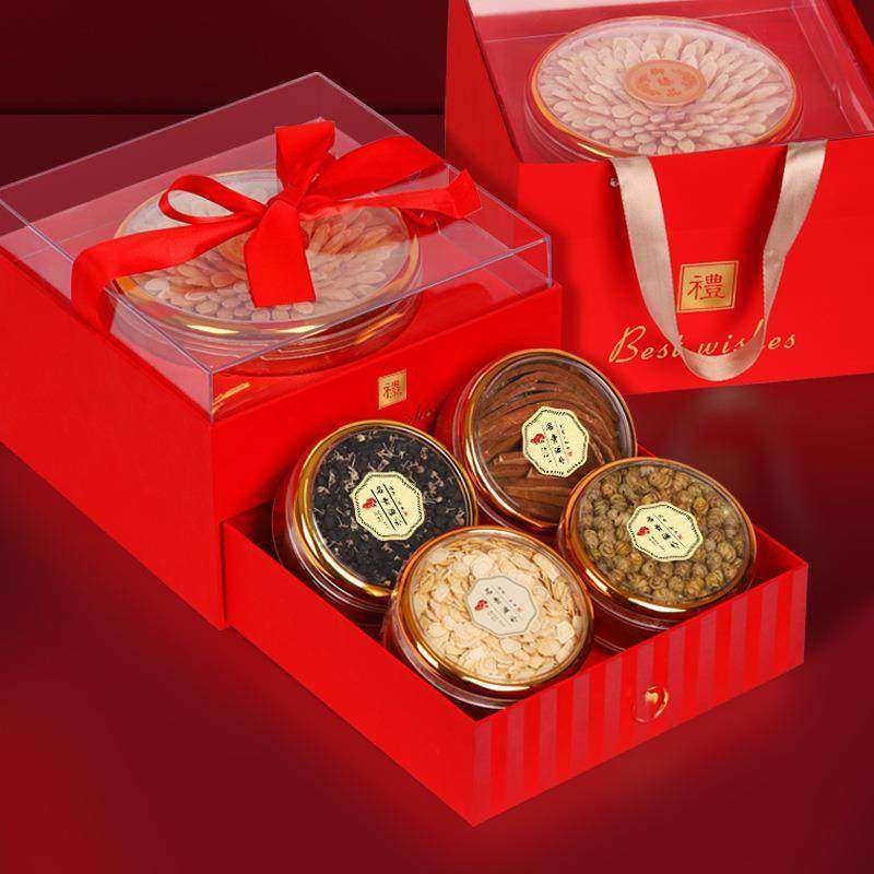 黑枸杞高档茶叶礼盒装送人小罐西洋参人参片铁皮石斛金线莲灵芝