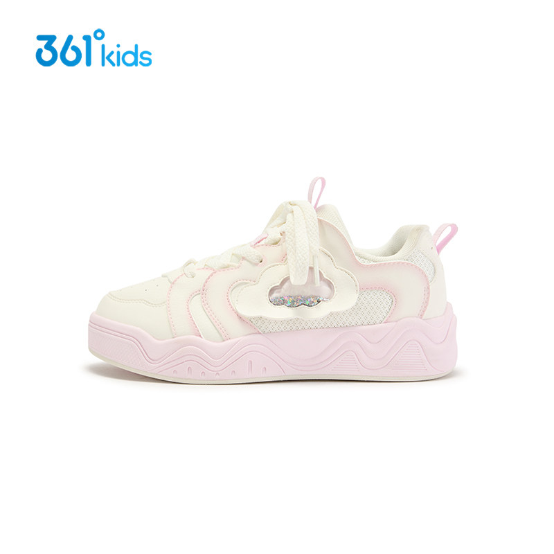 361度儿童运动鞋女童2026春季新款休闲滑板鞋系带厚底增高鞋