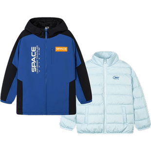 【商场同款】361童装男童冲锋衣羽绒服两件套2026秋季款保暖外套