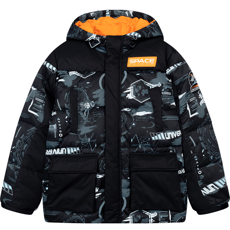 石墨烯发热361童装男童羽绒服2025夏季新款防风保暖儿童连帽外套