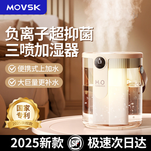 【三喷雾化】加湿器小型三喷大雾量办公室桌面迷你家用卧室空调房孕妇婴儿静音净化保湿器一体送女生礼物 - 封面