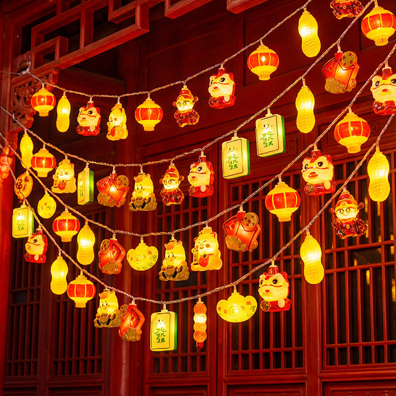 新年福字彩灯氛围灯带2026新款春节过年户外装饰财神爷灯串小串灯
