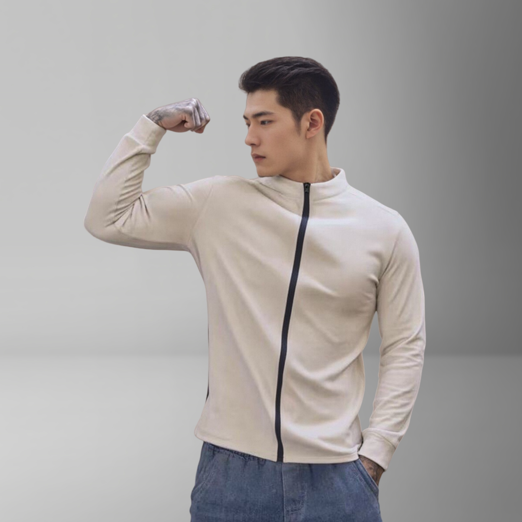 thumbnail for 2024冬季新款轻量夹克全拉链立领户外休闲抓绒衣健身训练跑步长袖