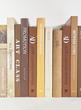 熙思样板间真书可阅读售楼处书房棕褐色软装饰品英文道具书摆件