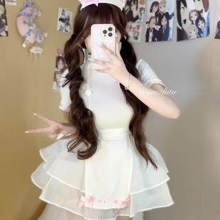 网红主播甜美纯欲风护士制服cos性感cosplay套装白衣天使蓬连衣裙