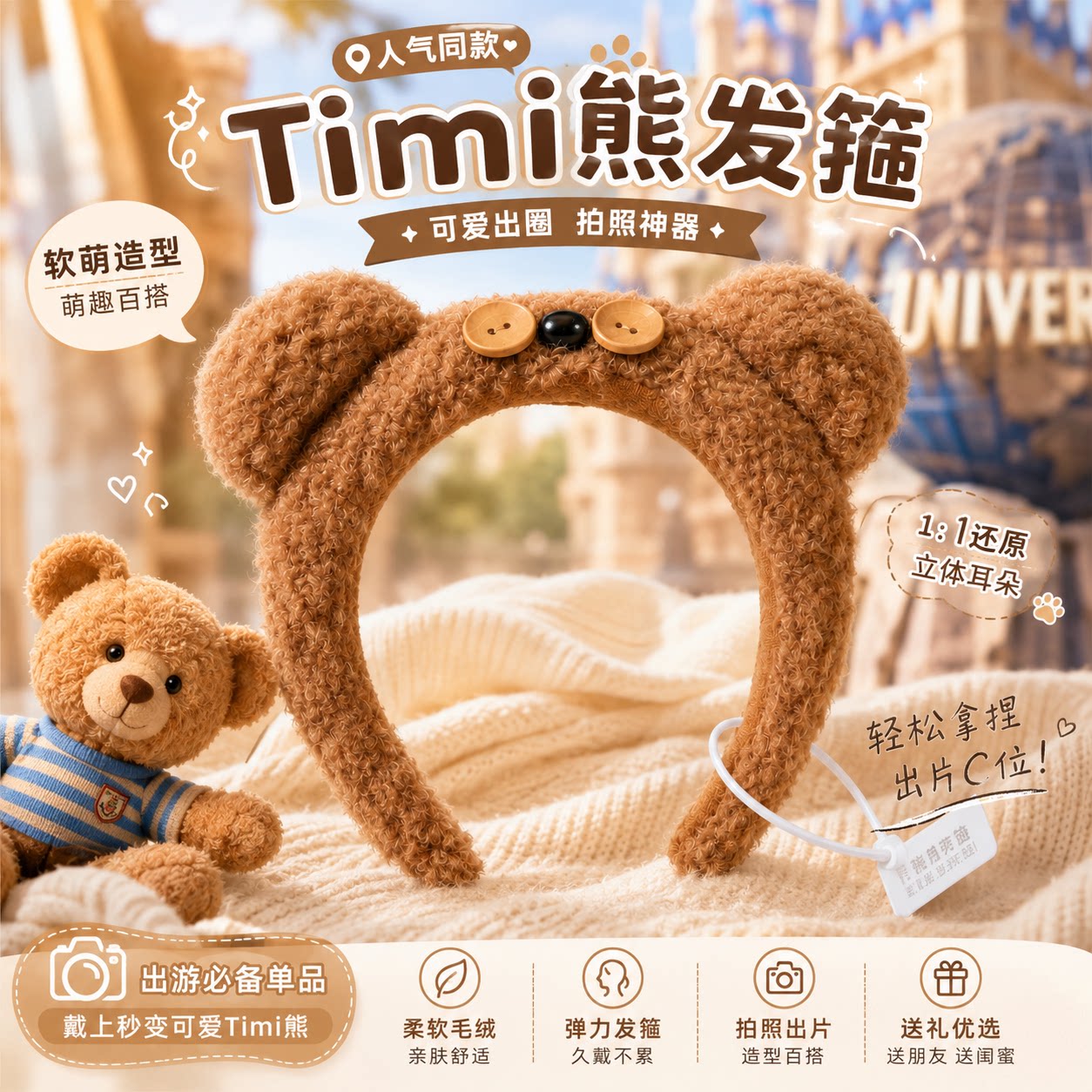 环球影城Tim熊高颅顶洗脸头箍图片